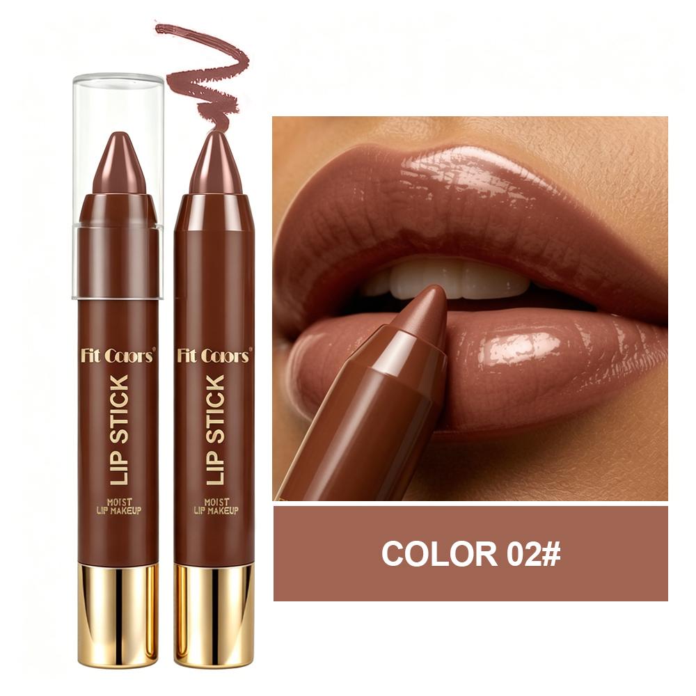 Chocolate Bronze Deep Nude Gloss Lip Crayon Fit Colors Moist Mirror Shine Lip Stick Silky Hydrating 6 Shades Long Wear Daily Night Out Lip Cosmetic