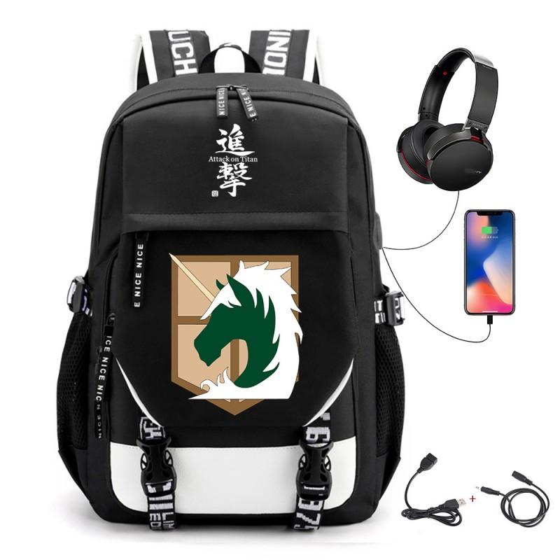 Anime-Inspired Canvas Backpack Students Travelers With USB Charging Port Breathable Padded Straps Unisex School Bag