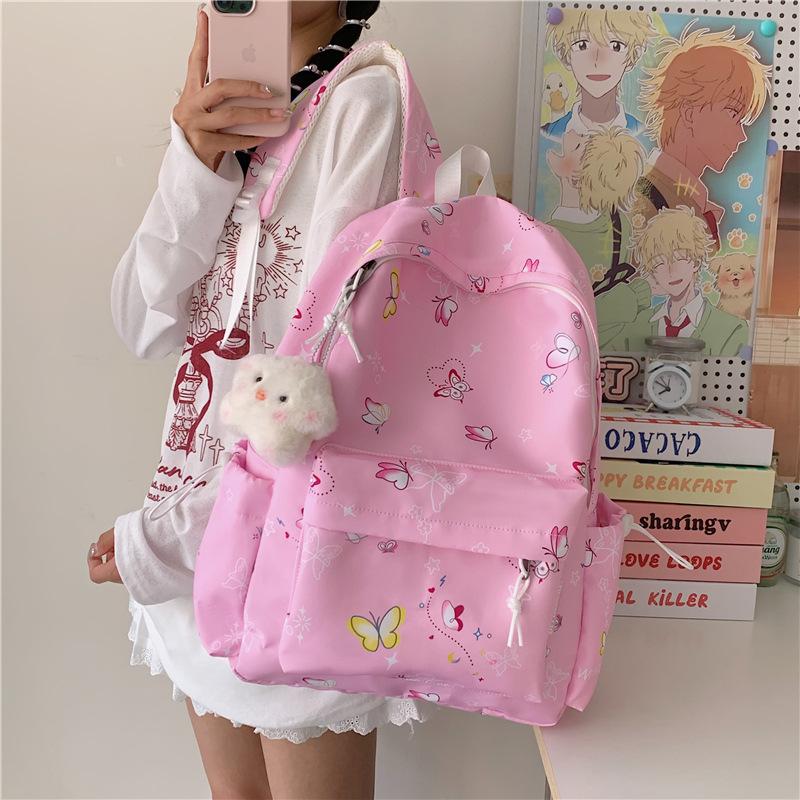 Schoolbag new backpack female junior high school students large capacity lightweight cute printed schoolbag primary school students travel backpack