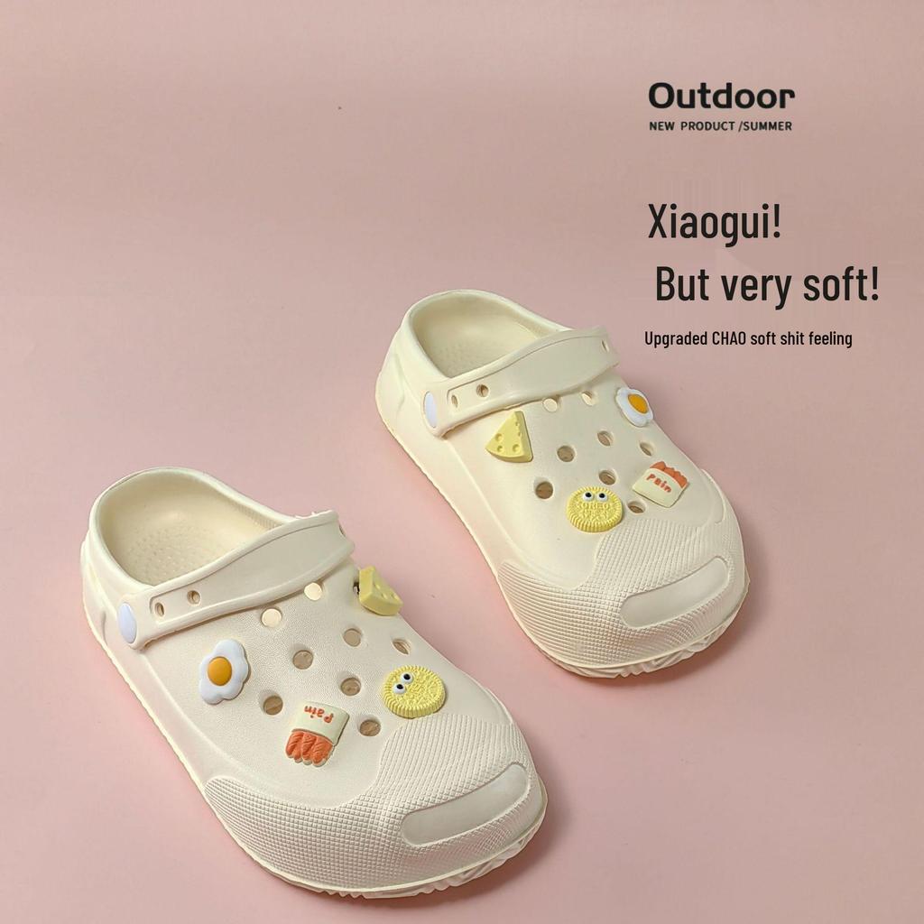 2025 Summer Women's Thick Sole Hole Sandals & Slippers - Cute, Height-Boosting Beach Footwear