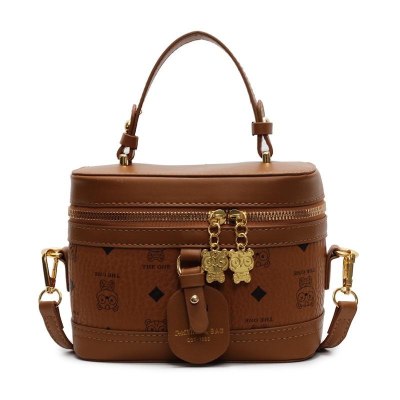 Fashion printed cartoon cute bear bucket bag women's new spring and summer cosmetic bag shoulder messenger bag