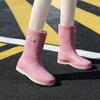Women's Mid-Calf Fashion Waterproof Rain Boots, Thick-Soled Non-Slip, Wear-Resistant, Plus Velvet for Warmth