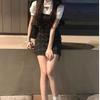 Summer New College Style Sweet Girl Shirt Plaid Strap Skirt American Retro Chic Two-piece Skirt Women