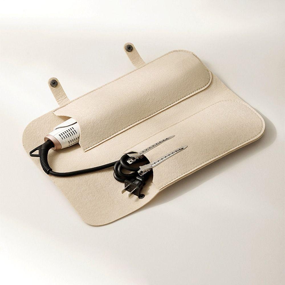 Felt Curling Iron Storage Bag Portable Heat Resistant Hair Curling Wand Cover Curling Iron Insulation Mat