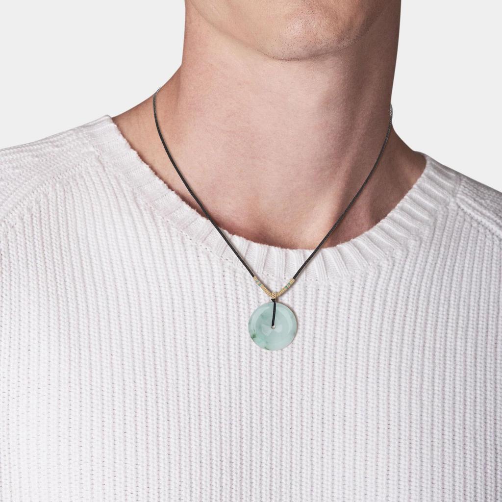 Myanmar Jade Pea Disc Pendant Necklace for Men and Women [KOAI]