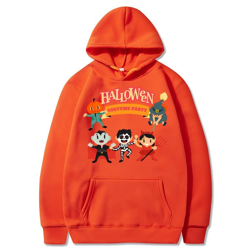 Autumn Winter Halloween Party Printed Hoodie Solid Color Animation Daily Hoodie Casual Fashion Street Warm Hoodie