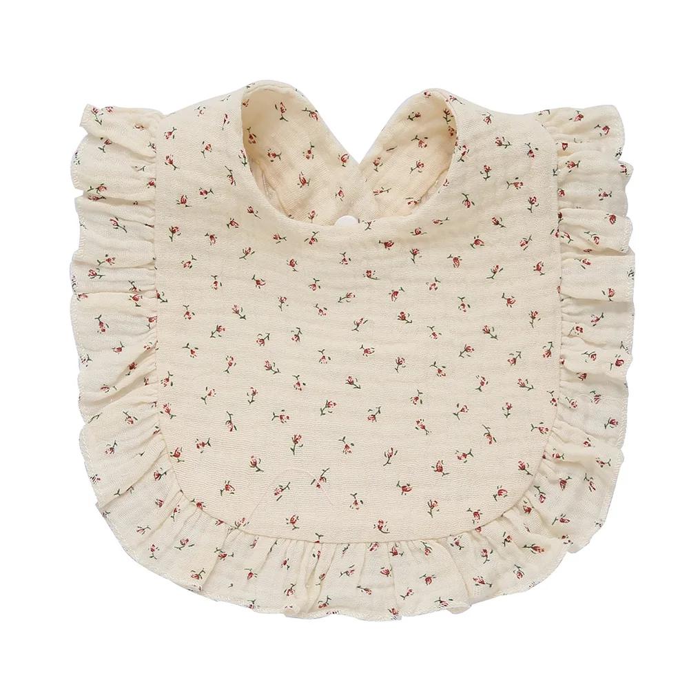 Baby Feeding Drool Bib Ruffle Floral Infants Saliva Towel Soft Cotton Burp Cloth For Newborn Toddler Kids Bibs New Baberos Bebe