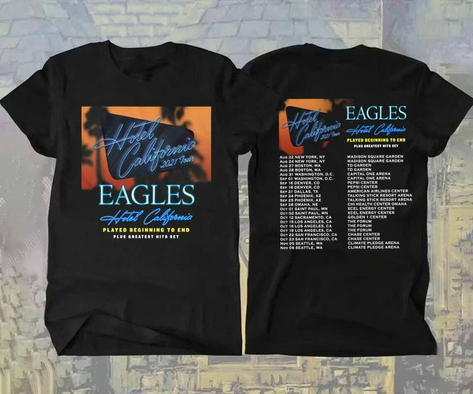 NEW The Eagles Hotel California Concert Tour 2021 T-Shirt, The Eagles 2021 Tour S разноцветный