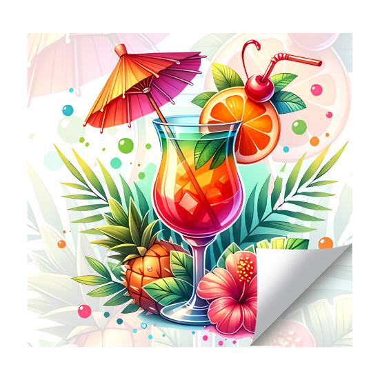 

Summer Window Clings Cocktail Pineapple Hibiscus Flower Beach Pool Party Static PVC Stickers for Hawaiian Tropical Theme Home Decor A