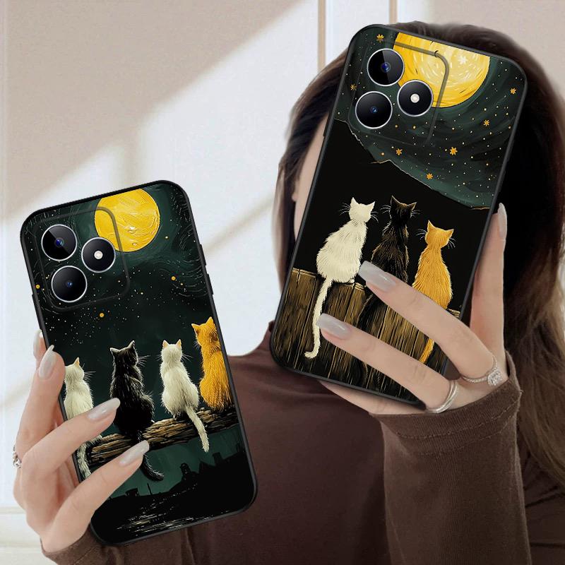 Фоновий кіт Для Oppo Realme 11 12 12X 14 Pro Plus 8 C55 C63 65 67 75 51 53 GT 2 7 Neo 3 5 SE 7 50 силіконовий м'який чохол для телефону