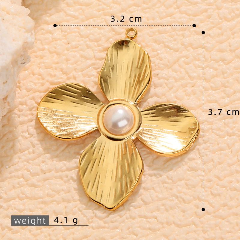 18K Gold Stainless Steel Flower Pendant Necklace & Earrings Set