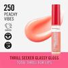 Rimmel Thrillseeker Glassy Gloss 250 Vibes Peachy Brillance hydratante, acide hyaluronique, complexe antioxydant, non collant, gros