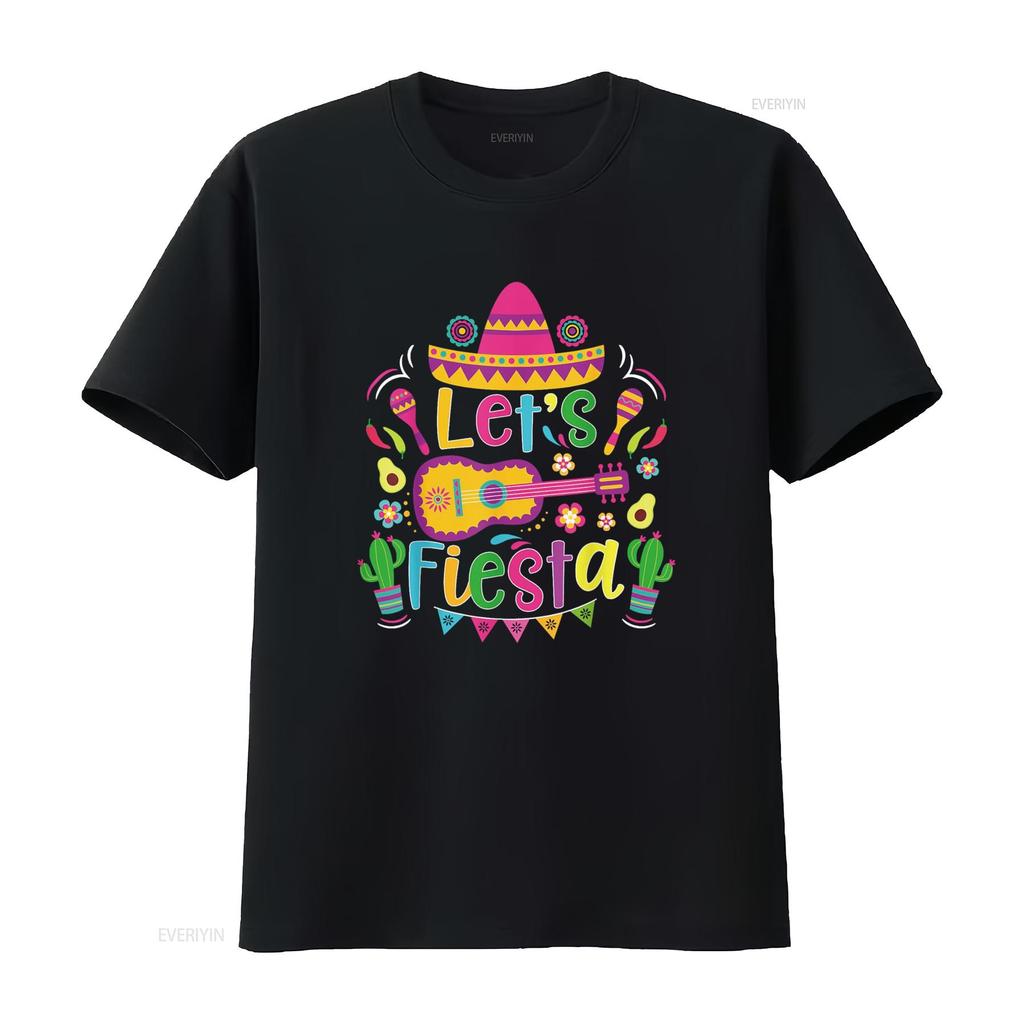 Let s Fiesta Cinco De Mayo Mexican Guitar Cactus T Shirt vintage Washed fashion Casual Soft designer clothes Stylish Breathable