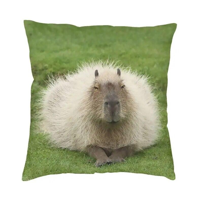 Capybara Try Eating Cushion Cover Nordic Pillow  for Car Sofa Printed