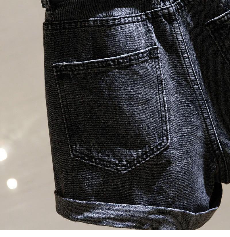 Trendy Women's High-Waisted Denim Shorts - 2026 Spring/Summer Korean Style, Loose Fit, Slimming Rolled Hem, Wide Leg A-line Design