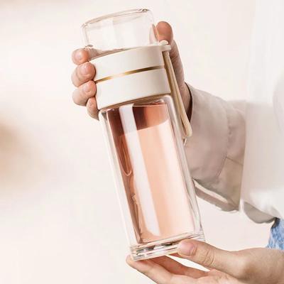Yaratıcı Cam Termos Kupa 400ml Su Şişesi Erkekler ve Kadınlar Taşınabilir Vakumlu Matara Bardak çay fincanı filtreli İş Hediyeleri
