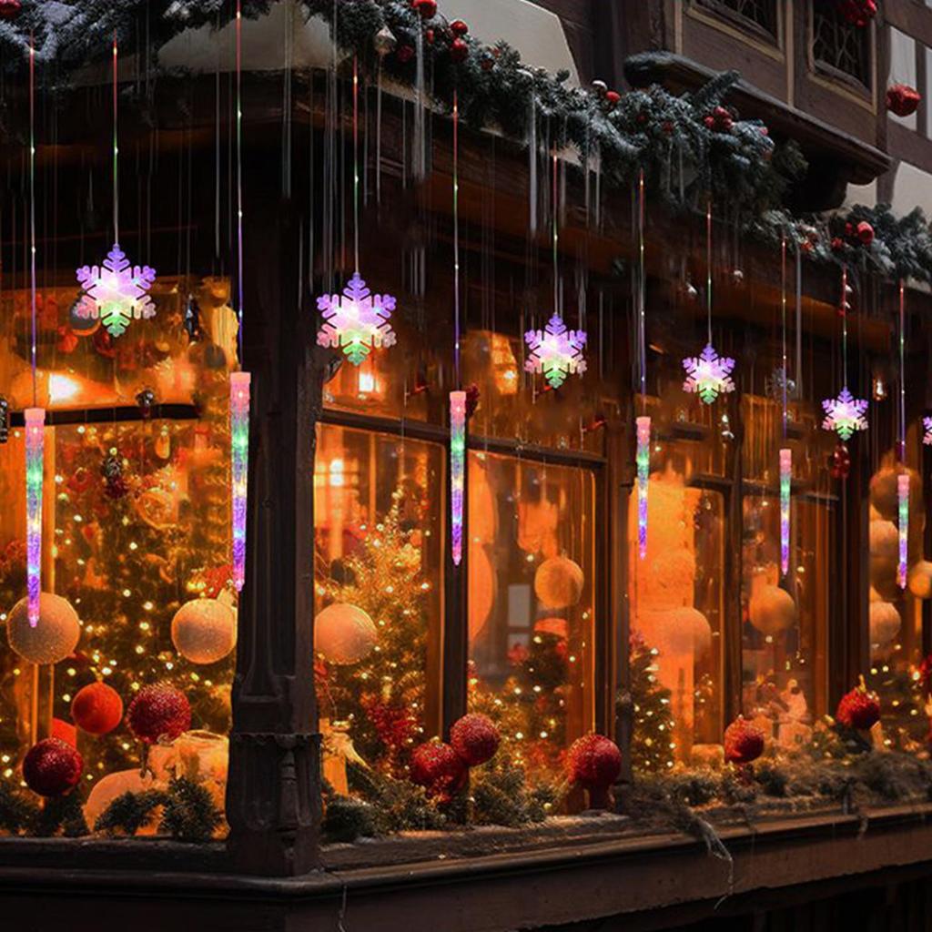 Snowflake String Light Ice Pick Lamp Flashing With Remote LED Snowflake Lights Outdoor For Yard Balcony Porch House Indoor