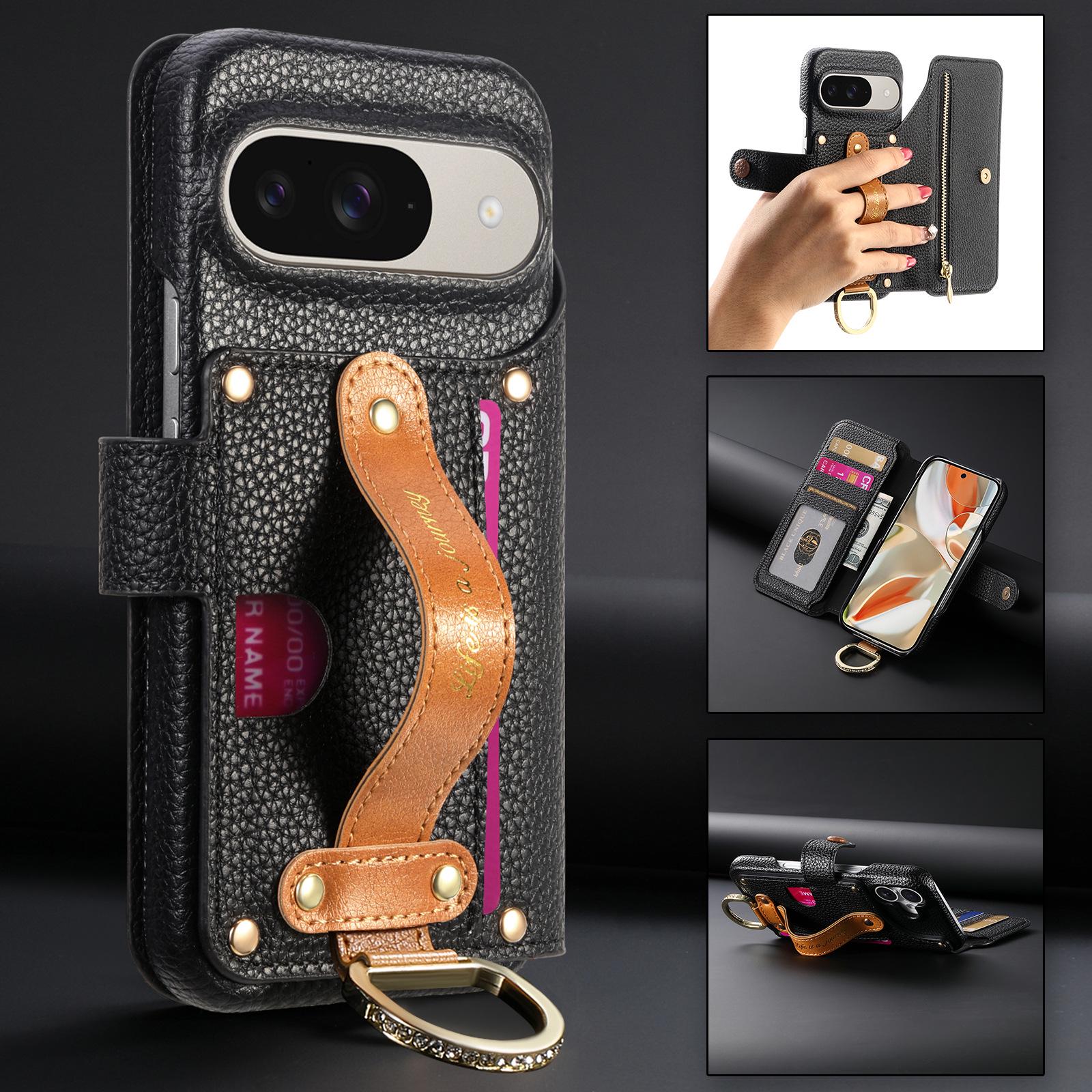

Universal Google Pixel 10 Pro Case with Card Holder & Zipper Storage, compatible with Pixel 9A Protective Cover Google Pixel 10 Pro XL чёрный