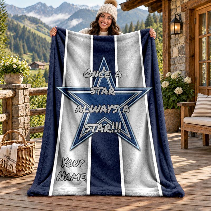 Dallas Cowboys Custom Name Flannel Blanket Personalized Soft Warm Plush Throw Blanket Customized Gift for Family Friends