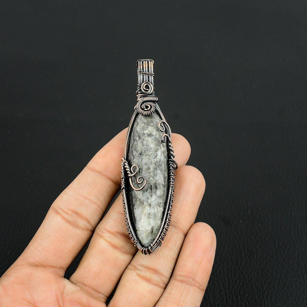 Orthoceras Fossil Jewelry, 999 Copper Wire Wrapped Pendant Handmade Gemstone Jewelry, Gifts For Wedding Pendant