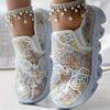 Women Sneakers Outdoor Luxury Designer Shoes 2025 New Slip On Casual Comfy Shoes Woman Floral Embroidery Mesh Sneakers Women