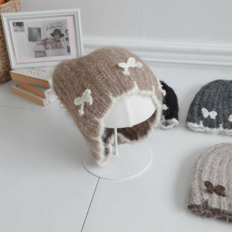 Women s Boucle Knit Petite Contrast Beanie C8577_Black