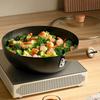 18/24/28cm Iron Wok Pan Household No Coating Induction Cooker Flat Bottom for Home Hotel Restaurant Kitchen Cookware
