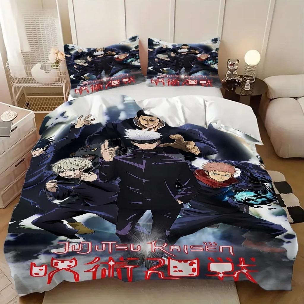 Duvet Cover Pillowcase Jujutsu Kaisen Satoru Gojo Bedding Set 2/3piece Set Adult Kid Bedroom Single Large Size Home Textiles