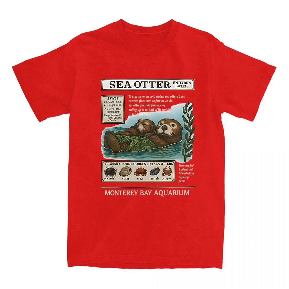 Unisex Tees Monterey Bay Aquarium Sea Otter Tshirts Cartoon Funny Graphic Printing Tshirt Unisex Streetwear Cotton Loose T Shirt