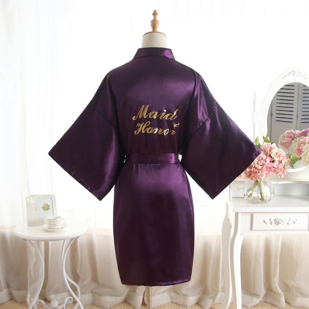 Comfortable Homewear Gold Dust Bridesmaid Maid of Honor Wedding Morning Robe Makeup Robe Robe Fashion Temperament Elegant Simulation Silk Cardigan