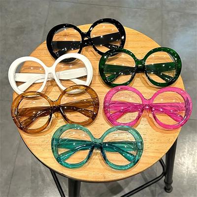 Oversized Round Clear Lens Glasses Jelly Color Stylish Fashion Glasses Party Favors Decor Spectacles For Women Men Funny Access