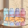 1PC Im Ok Turkey Laptop Cartoon 750ml Color Plastic Sports Water Bottle Leakproof Flip Straw Lid Suitable for Sports Office Home Use