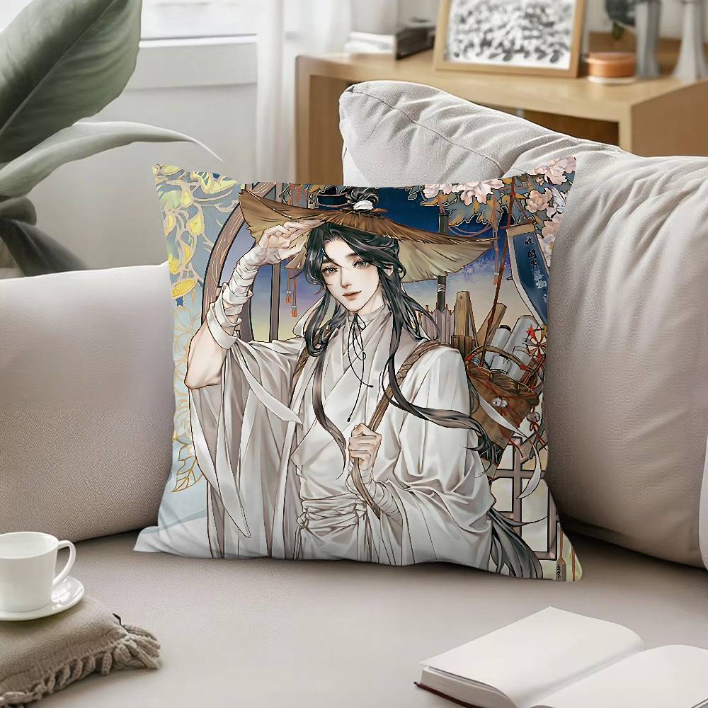 Anime Heaven Officials Blessing Throw Pillow Covers Pattern Cushion Cover Suitable For Sofa Bedroom Car Pillow Cover