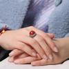 Adjustable Open Ring Women Men Vintage Red Agate Square Geometric Band Minimalist Boho Finger