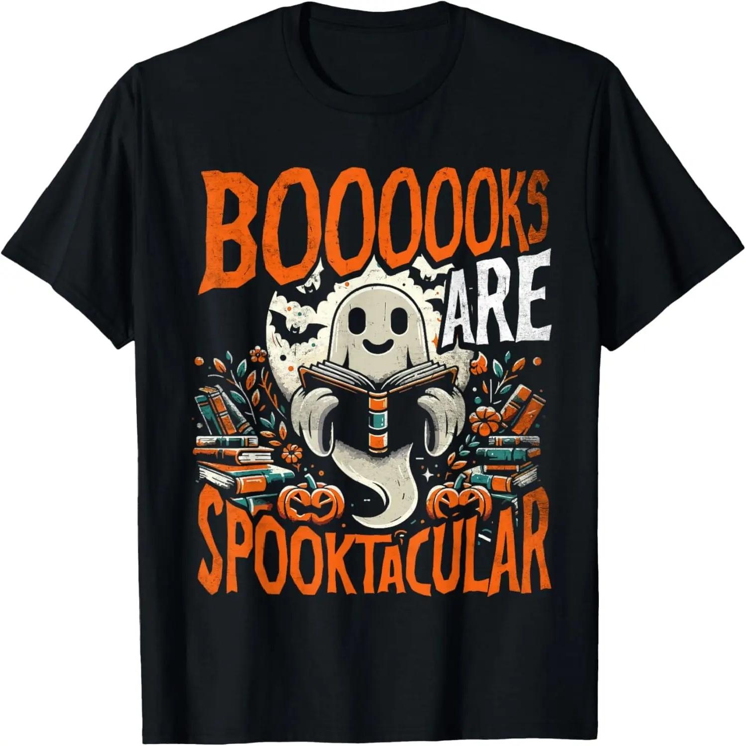 Library Halloween Book Lover Design Ghost with Books T-Shirt S