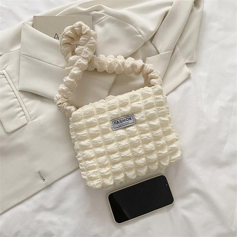 Chic Soft Pleated Bubble Cloud Shoulder Bag Available In White Black And Yellow