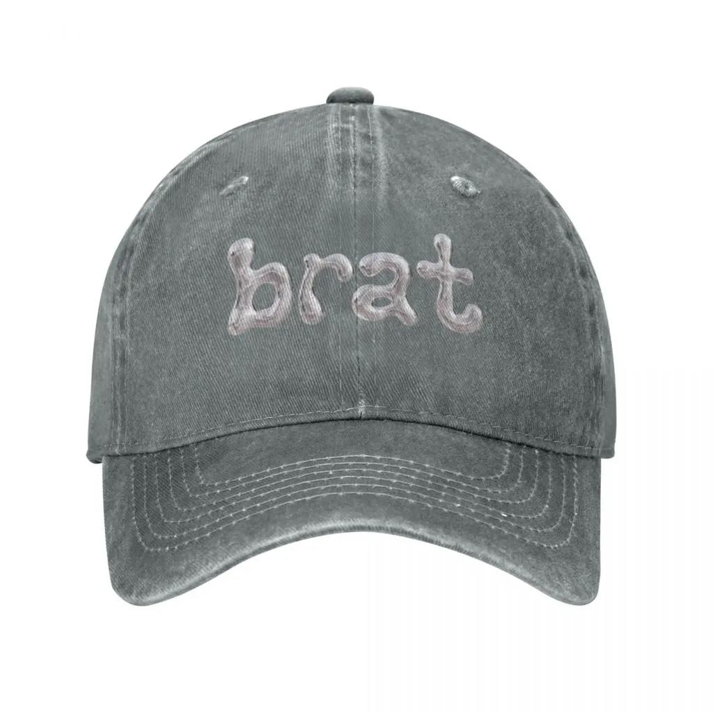 Vintage Charli XCX Brat Chrome Logo Baseball Cap Unisex Style Distressed Washed Sun Cap Outdoor All Seasons Travel Caps Hat