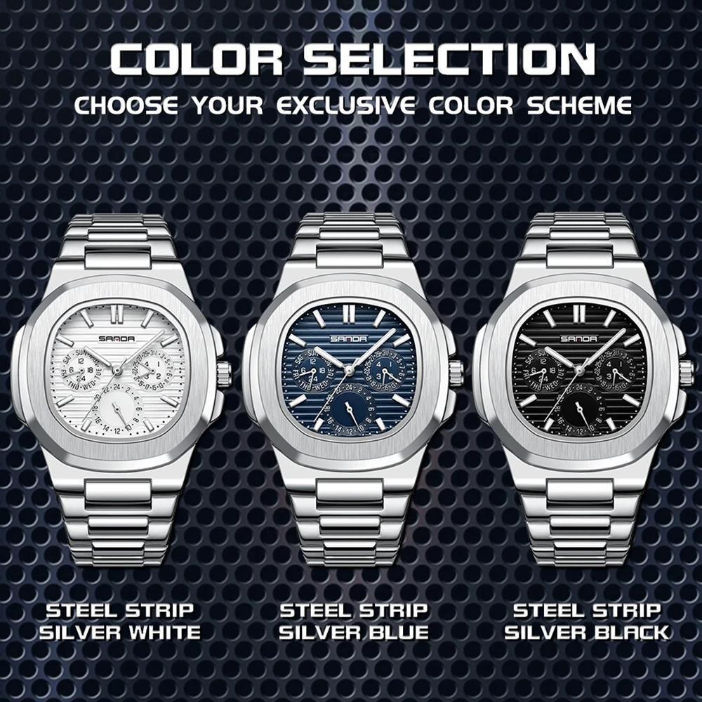 Luxury Business Men's Quartz Watch Waterproof Luminous Three Pin Six Hole Timer Fashion Men's Clock