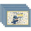 4/6pcs Set Hanukkah Snowman Menorah Dove Snowflake Placemats, Suitable for Home Kitchen Dining Room Parties Indoor/Outdoor Decoration, 12x18 Inches
