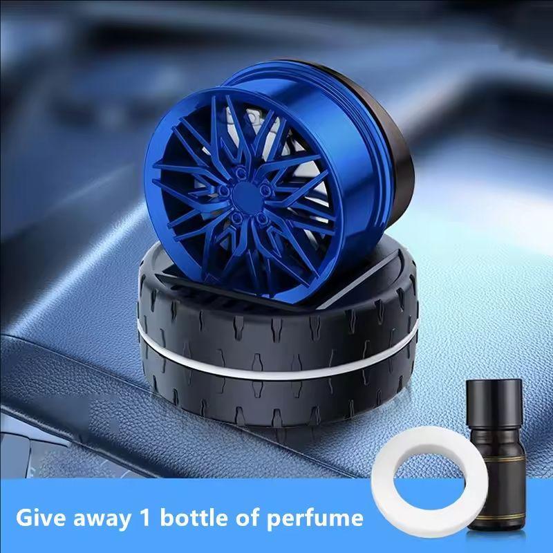 Solar Powered Speeding Wheel Car Air Freshener • Auto Rotating Dashboard Ornament • Cologne Scent for Men • Car Perfume Decor