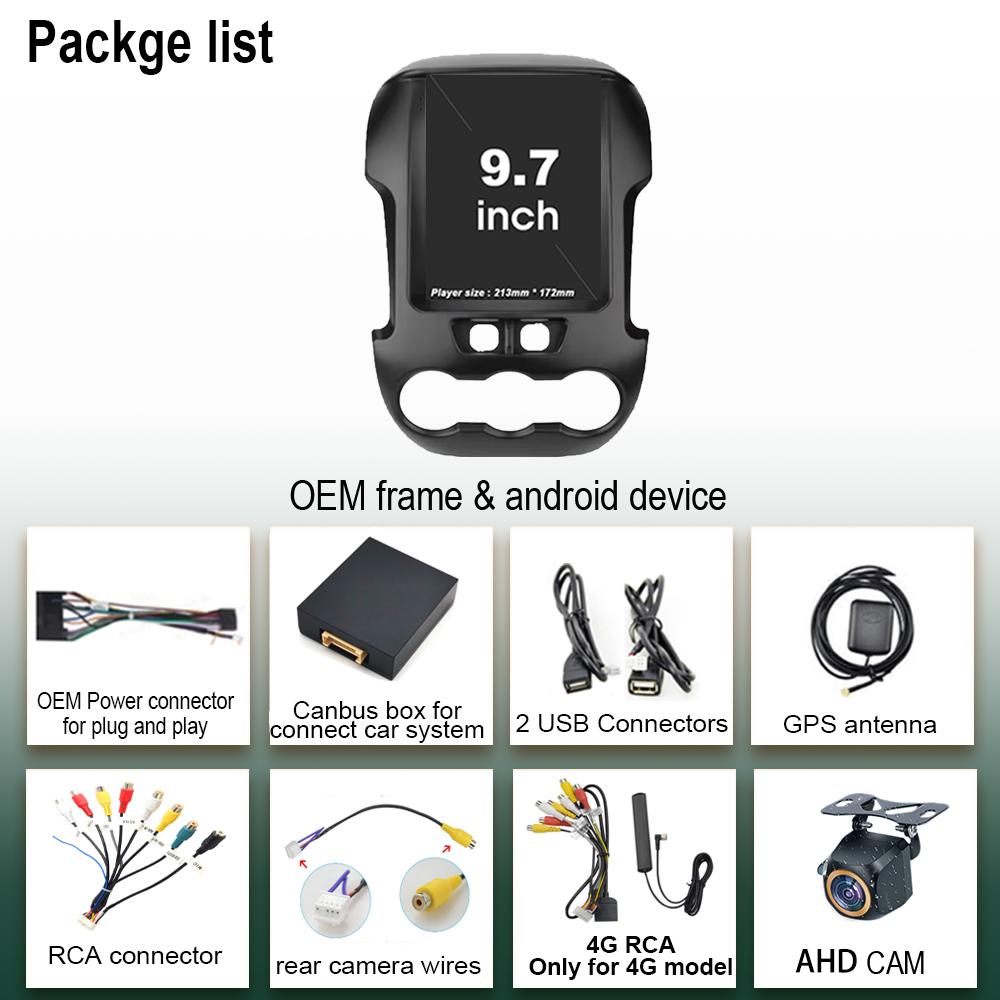 9.7 Inch Android 14.0 For Ford Ranger 2012 2013 2014 2015 Car Radio Stereo Auto DSP Carplay GPS Navigation Player Video 4G Lte