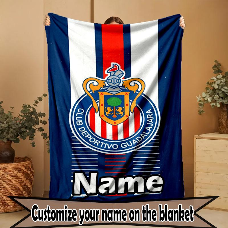 Custom Name Personalized Club Deportivo Guadalajara Print Blanket, Home Decor, Bedroom, Sofa, Camping, Couch, Gifts for Birthday ChristmasEnthusiasts