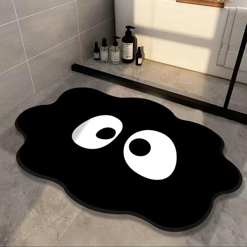 Irregular Black Diatom Mud Absorbent Bathroom and Entrance Floor Mat