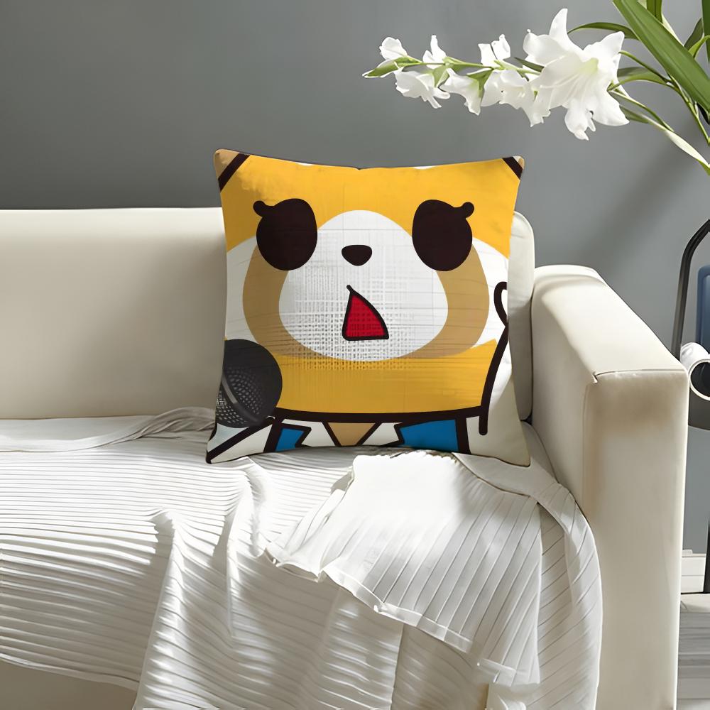 Cute anime AaggretsukoES Pillow Case Natural Linen Organic Fabric DoubleSided Printing Sofa Home Decor Cushion Cover