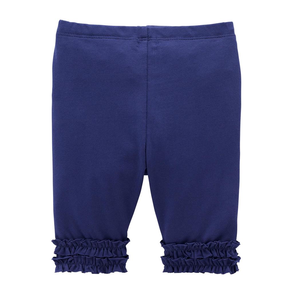 MIKI HOUSE 6-Length Leggings/Spats/Half Pants, Solid Color, Ruffled, for Girls, Baby, Kids, Children's Clothing, Pants, 12-3118-149, 110cm, Navy