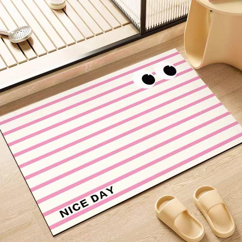 Simple Bathroom Floor Mat Painted Dopamine Toilet Bathroom Door Floor Mat Diatom Mud Water Absorption Quick Drying Foot Mat