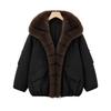 European Station Winter New Plush Splicing Parker Cotton Clothes Women's American Retro Thickened Cotton Clothes Short Jacket