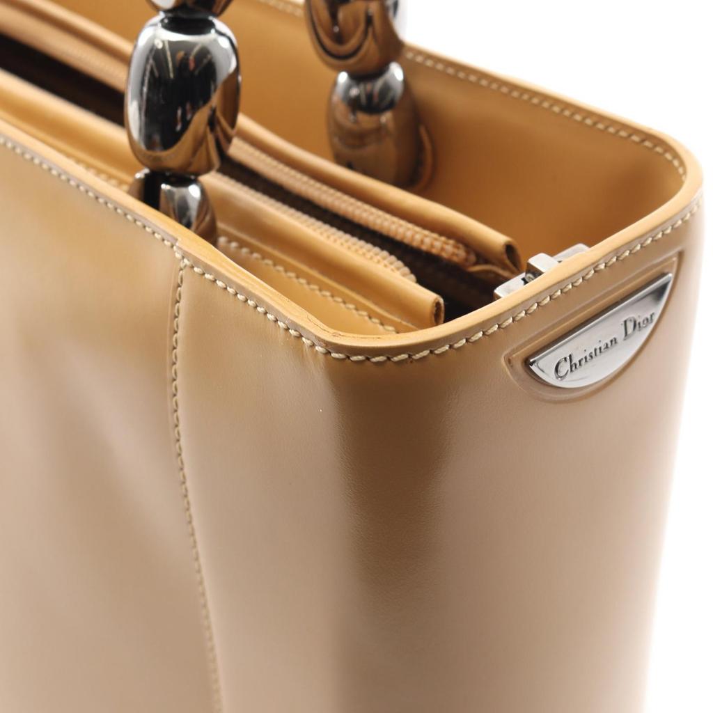 Used Dior Maris Pearl Handbag Leather Beige Used Women