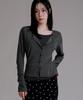LIKE THE MOST Striped Inner Layered Cardigan T-Shirt_Charcoal