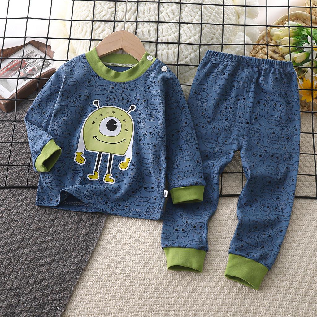 Baby Cotton Pajamas Set With Cartoon Prints For Kids Age 3 To 8 Years
